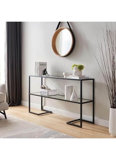 YINZUO YINZUO Console Table, 2 Designs 2 Size–One with Clear Glass and the Other with Marble Top, Lower Glass Shelf, Gold or Black Metal Frame, Entryway  - Image 3
