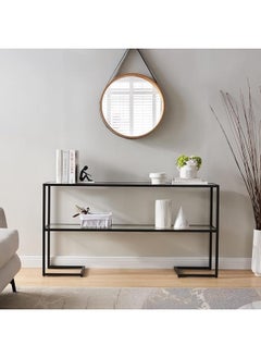 YINZUO YINZUO Console Table, 2 Designs 2 Size–One with Clear Glass and the Other with Marble Top, Lower Glass Shelf, Gold or Black Metal Frame, Entryway  - Image 1