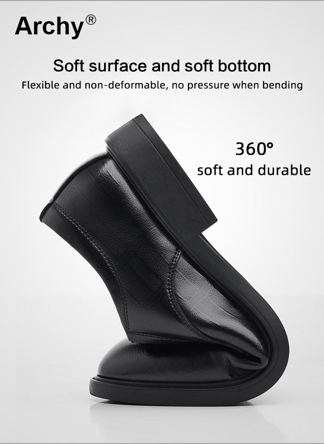 أرشي أحذية عمل رسمية من الجلد للرجال، ذات خامات عالية الجودة، ونعل ناعم، ومريحة، ومناسبة لحفلات الزفاف والعريس، ومزودة بمقدمة مستديرة، وقمة منخفضة، ورباط أمامي، ومضادة للانزلاق، ومقاومة للتآكل، وأحذية عمل - Image 3