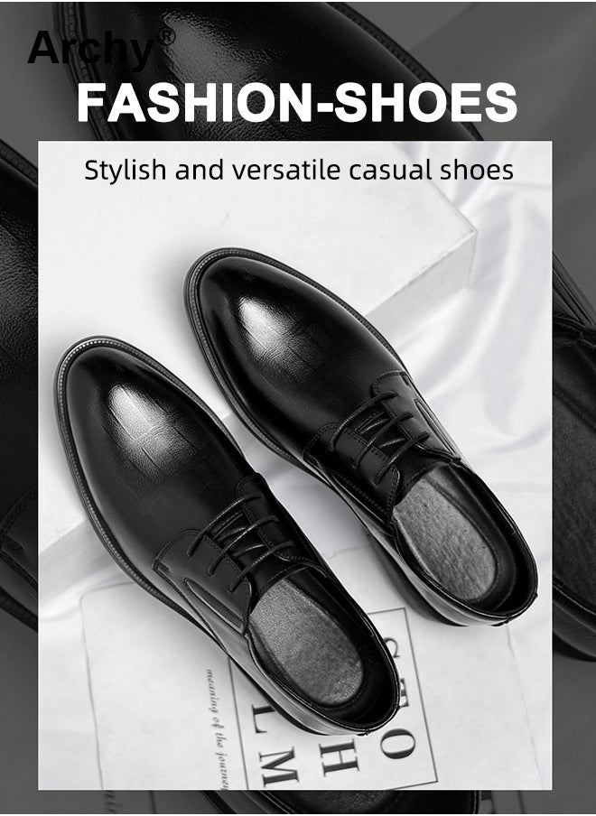 أرشي أحذية عمل رسمية من الجلد للرجال، ذات خامات عالية الجودة، ونعل ناعم، ومريحة، ومناسبة لحفلات الزفاف والعريس، ومزودة بمقدمة مستديرة، وقمة منخفضة، ورباط أمامي، ومضادة للانزلاق، ومقاومة للتآكل، وأحذية عمل - Image 2