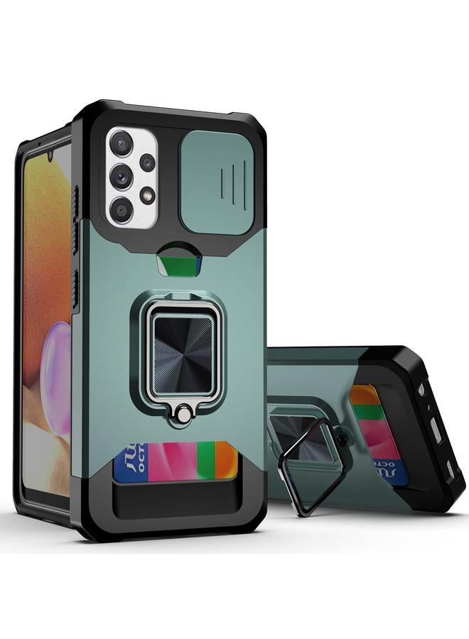 S-TOP Case For Samsung Galaxy A32 4G Sliding Camera Cover Design PC + TPU Shockproof Case with Ring Holder & Card Slot - Image 1