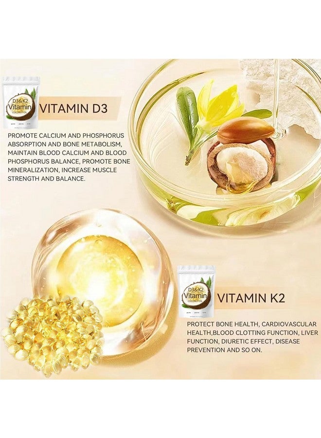 Generic D3 + K2 Coconut Oil Soft Gels, Vitamin D3 10000 iu Plus K2 (MK-7) 200 mcg, Vitamin D3 K2 Supplement Softgels, Replenish Vitamin D3 K2 Coconut Oil Softgels 300 Gels  - Image 3