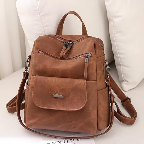 WYFJNX PU Leather Backpack Purse for Women Fashion Multipurpose Design Handbag Ladies Shoulder Bags Travel Backpack Brown - Image 5
