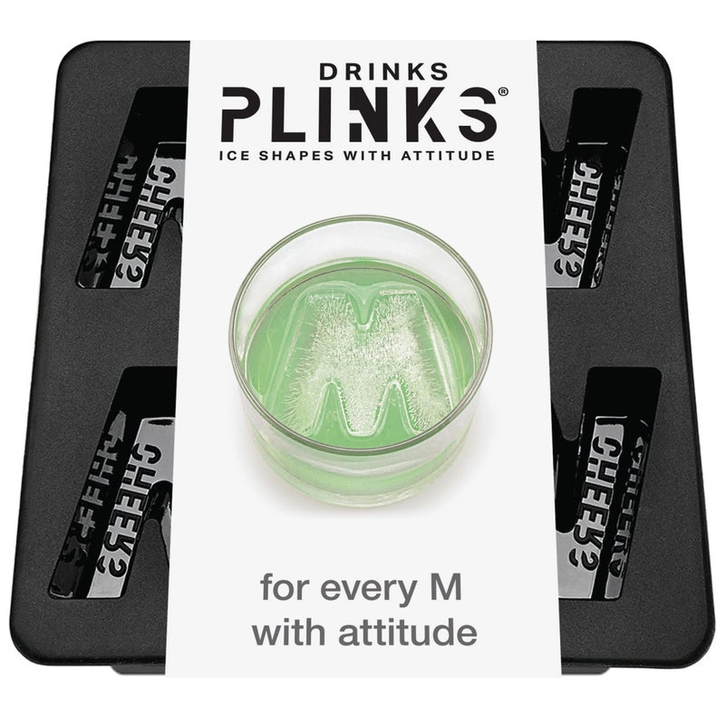 DRINKSPLINKS Silicone Ice Cube Mold Tray  Custom Letter M Personalized Monogram Big Ice Cube Molds for Whiskey Bourbon Cocktails and Customized Gifts with Initials Alphabet Mold for Every Name