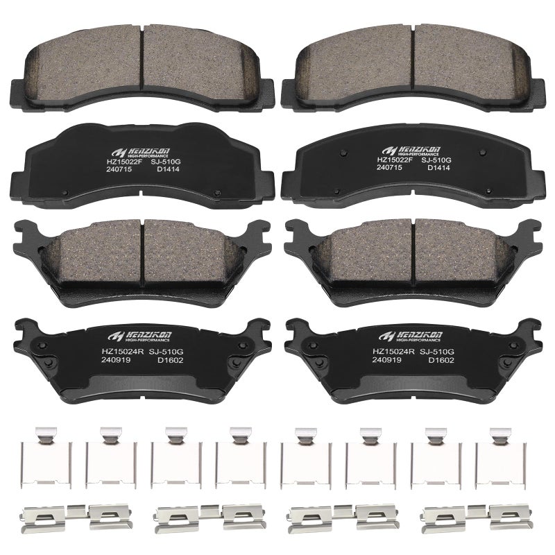 HYFTJYZ Ceramic Front And Rear Brake Pads Compatible With 12-20 Ford F-150  2012 2013 2014 2015 2016 2017 2018 2019 2020  4 Brake Pads Kits Replacement Part Hz1414+Hz1602 - Image 1