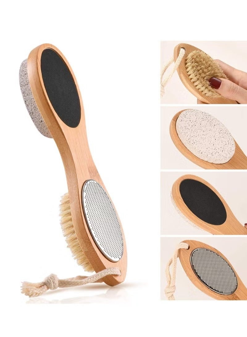 Feet Pedicure Scrubber Exfoliator Tools, Multi-purpose 4 in 1 Foot Pedicure Brush Pumice Stone, Scrubber & File for Soft Care, Foot File Callus Remover - Image 2