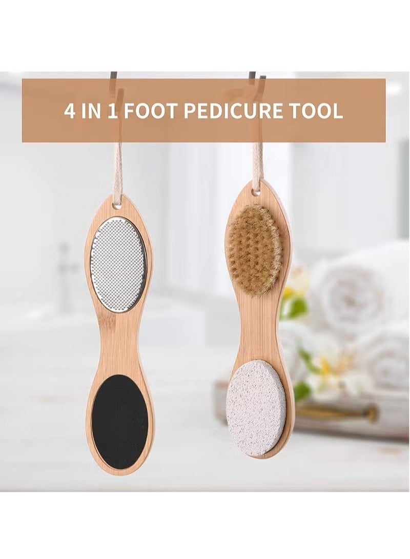 Feet Pedicure Scrubber Exfoliator Tools, Multi-purpose 4 in 1 Foot Pedicure Brush Pumice Stone, Scrubber & File for Soft Care, Foot File Callus Remover - Image 4