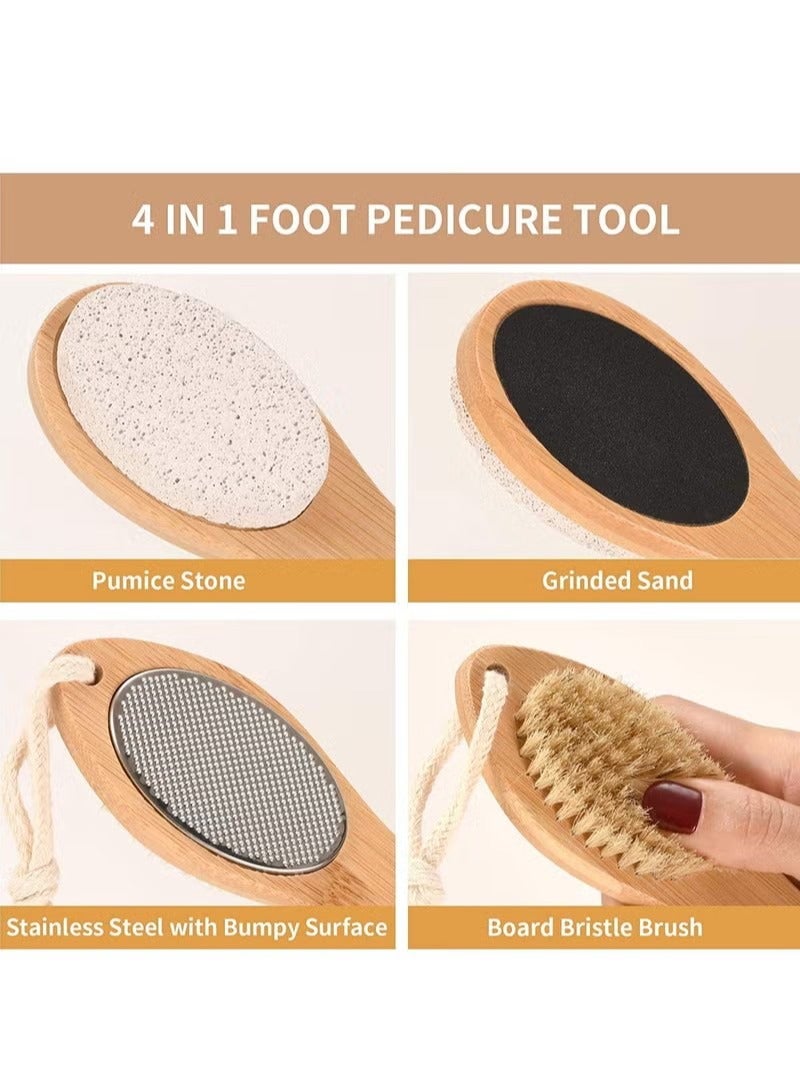 Feet Pedicure Scrubber Exfoliator Tools, Multi-purpose 4 in 1 Foot Pedicure Brush Pumice Stone, Scrubber & File for Soft Care, Foot File Callus Remover - Image 5