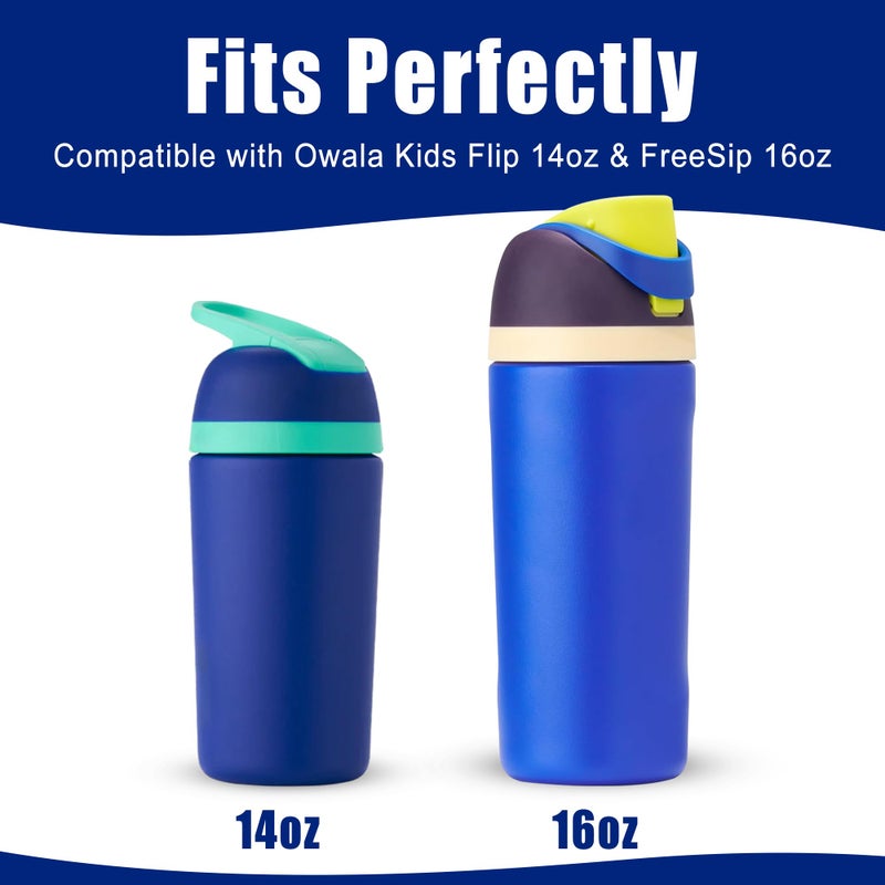 Mokoart Silicone Boot Compatible with Owala Kids Water Bottle 16/14 oz, Anti-Slip Rubber Bottom Protective Sleeve for Owala Kids FreeSip 16oz, Accessories for Owala Kids Flip 14oz (Blue) - Image 2