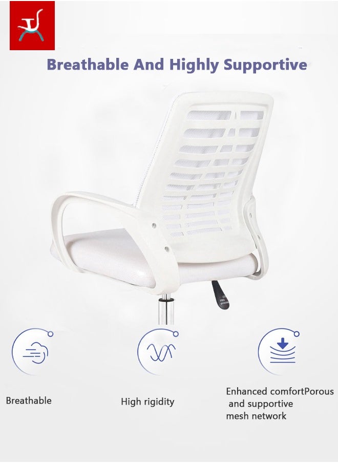 Bolivia's Ergonomic Office Chair，swivel Mesh Office Chair with Metal Leg White 50x50x70cm  - Image 5