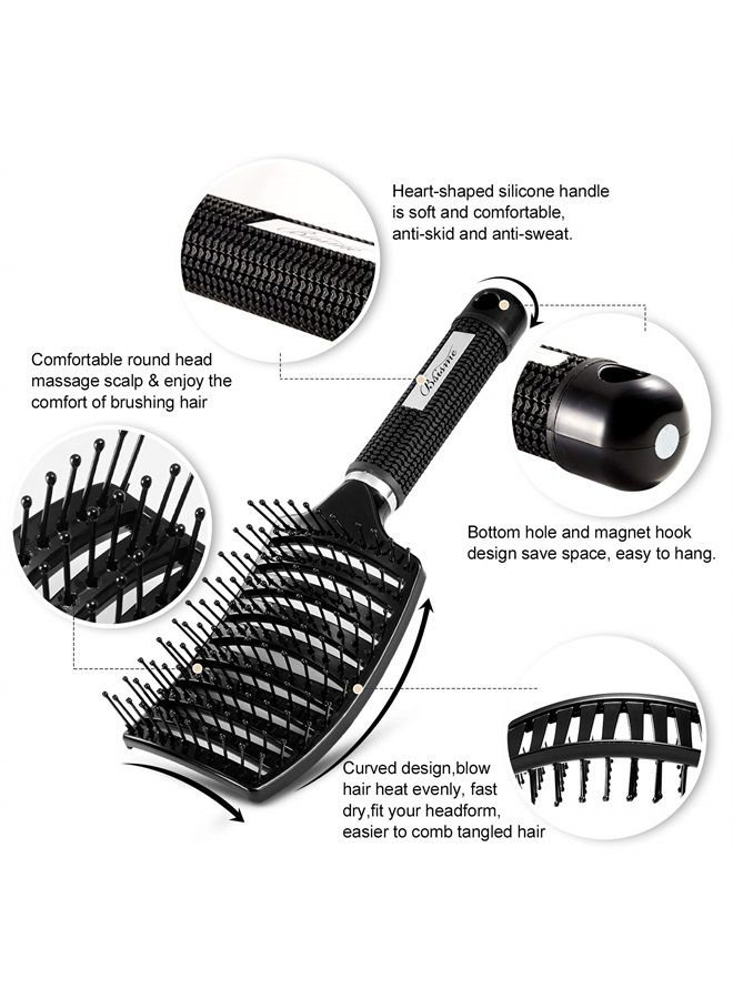 Bsisme Hair Brush, Curved Vented Brush Faster Blow Drying, Professional Curved Vent Styling Hair Brushes for Women, Men, Paddle Detangling Brush for Wet Dry Curly Thick Straight Hair - Image 2
