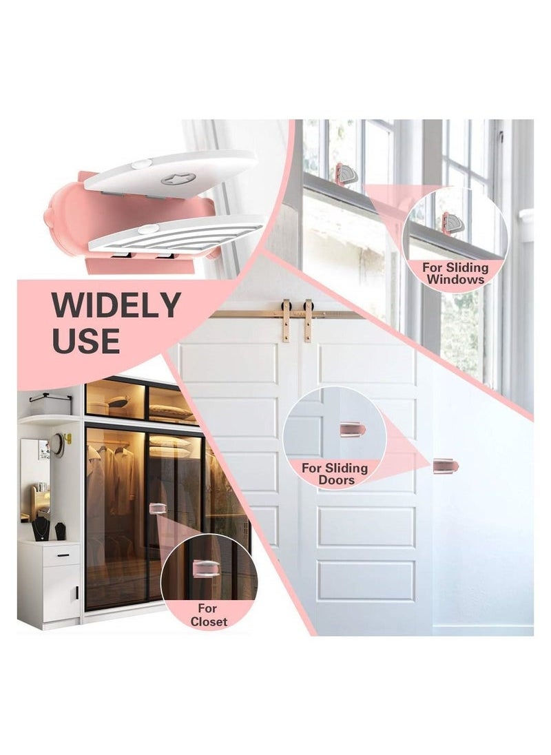 Gonice 4 Piece Child Safety Lock Sliding Glass Door Child Lock Window Stopper Sliding Screen Sliding Window Lock Balcony Closet Door  - Image 4