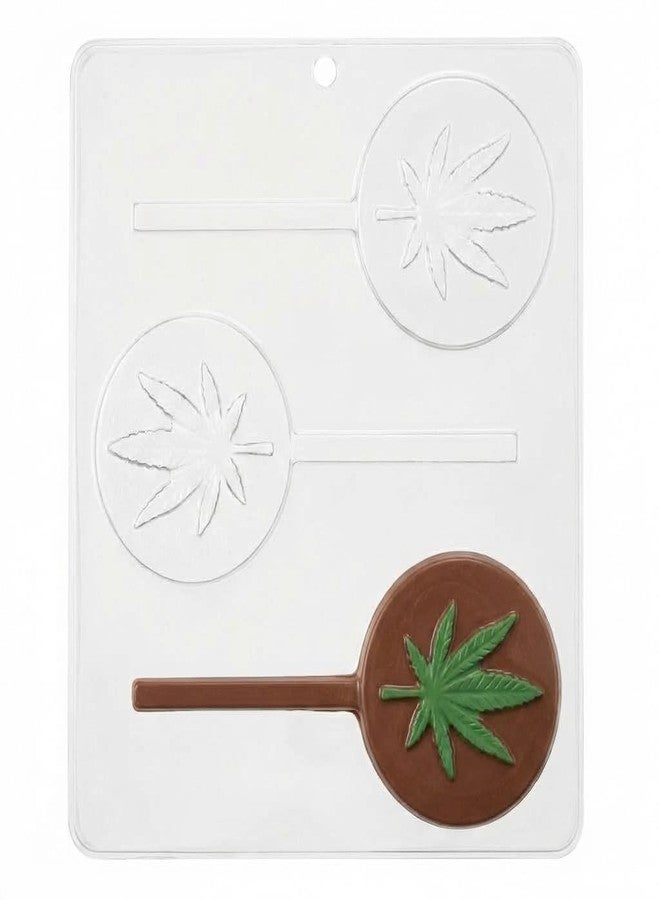 Lollipops Marijuana Leaf Pot Leaf Lollipop Chocolate Candy Mold 3427-3 Cavities, 3" Diameter - Image 2
