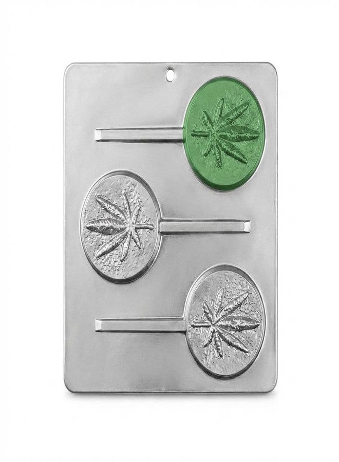 Lollipops Marijuana Leaf Pot Leaf Lollipop Chocolate Candy Mold 3427-3 Cavities, 3" Diameter - Image 1
