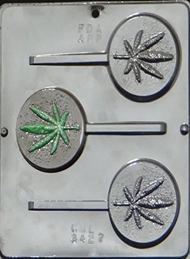 Lollipops Marijuana Leaf Pot Leaf Lollipop Chocolate Candy Mold 3427-3 Cavities, 3" Diameter - Image 4
