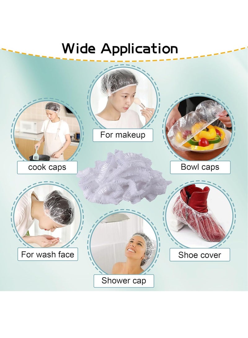 Shower Caps, 100PCS Large Thick Disposable Shower Caps, Bowl Covers, Clear Plastic Wrap for Women, Bath Caps for Hair Treatment - Image 4
