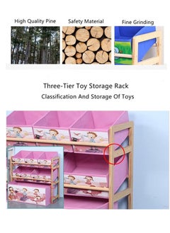 HotsUAE Toys Organizer Kids Toy Storage Organizer, 3-Tier Wooden Children Storage Rack with 6 Detachable Storage Bins Extra Large Capacity Bookshelf Bookcase for Playroom, Nursery and Kids Room Boys Girls  - Image 2
