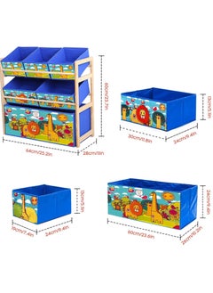 HotsUAE Toys Organizer Kids Toy Storage Organizer, 3-Tier Wooden Children Storage Rack with 6 Detachable Storage Bins Extra Large Capacity Bookshelf Bookcase for Playroom, Nursery and Kids Room Boys Girls  - Image 4