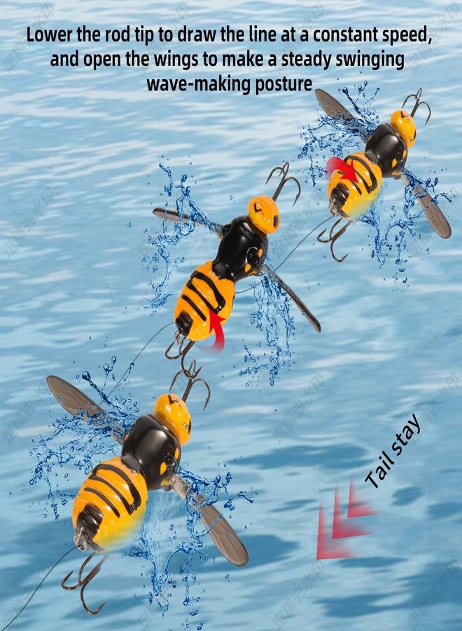 FONMANG Fishing Lures, 3-Piece Topwater Lures for Bass, Walleye, and Pike, 2025 New Wasp-Style Top Water Crawler for Freshwater & Saltwater Fishing, 2.6in, 15g,3Plated Color - Image 4