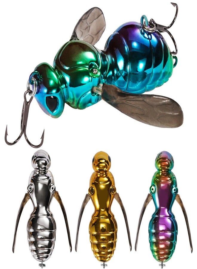 FONMANG Fishing Lures, 3-Piece Topwater Lures for Bass, Walleye, and Pike, 2025 New Wasp-Style Top Water Crawler for Freshwater & Saltwater Fishing, 2.6in, 15g,3Plated Color - Image 1