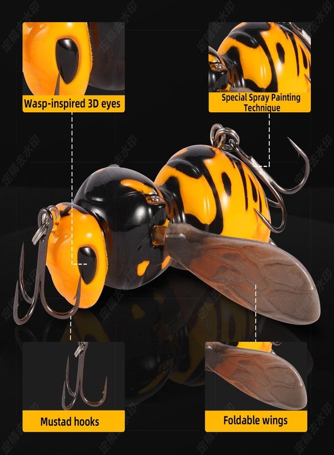 FONMANG Fishing Lures, 3-Piece Topwater Lures for Bass, Walleye, and Pike, 2025 New Wasp-Style Top Water Crawler for Freshwater & Saltwater Fishing, 2.6in, 15g,3Plated Color - Image 2