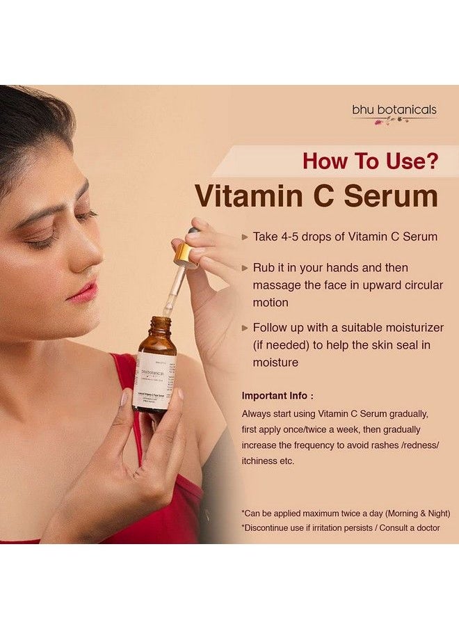 bhu botanicals - 5% Advanced Vitamin C Face Serum For Daily Use Highly Stable & Effective For Skin Brightening & Glow With Hyaluronic Acid & Witch Hazel Extract For All Skin 100% Sulphate Paraben & Cruelty Free 30Ml - Image 1