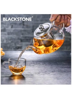 BLACKSTONE Borosilicate Glass Tea Pot with Base Stainless Steel Infuser & Lid - 1L  - Image 3