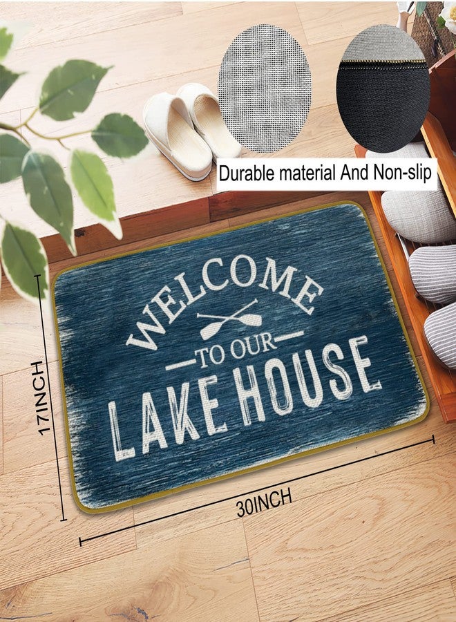 Burosev Welcome to Our Lake House Decorative Doormat, Lake House Floor Mat, Rustic Welcome to Our Lake House Farmhouse Decor for Home Indoor Outdoor Front Porch Door Mat (17 x 30 Inch) - Image 3