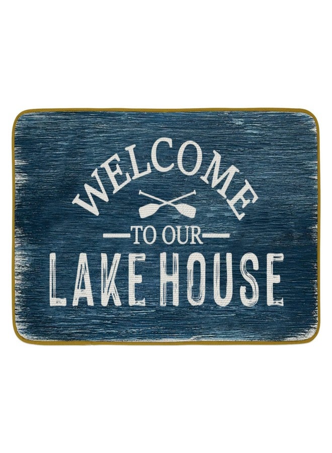 Burosev Welcome to Our Lake House Decorative Doormat, Lake House Floor Mat, Rustic Welcome to Our Lake House Farmhouse Decor for Home Indoor Outdoor Front Porch Door Mat (17 x 30 Inch) - Image 1