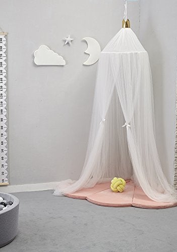 Shyneer Kids Bed Canopy,Princess Hanging Mosquito Net for Baby Crib Nook Castle Nursery for Kid's Room Decor,White - Image 1