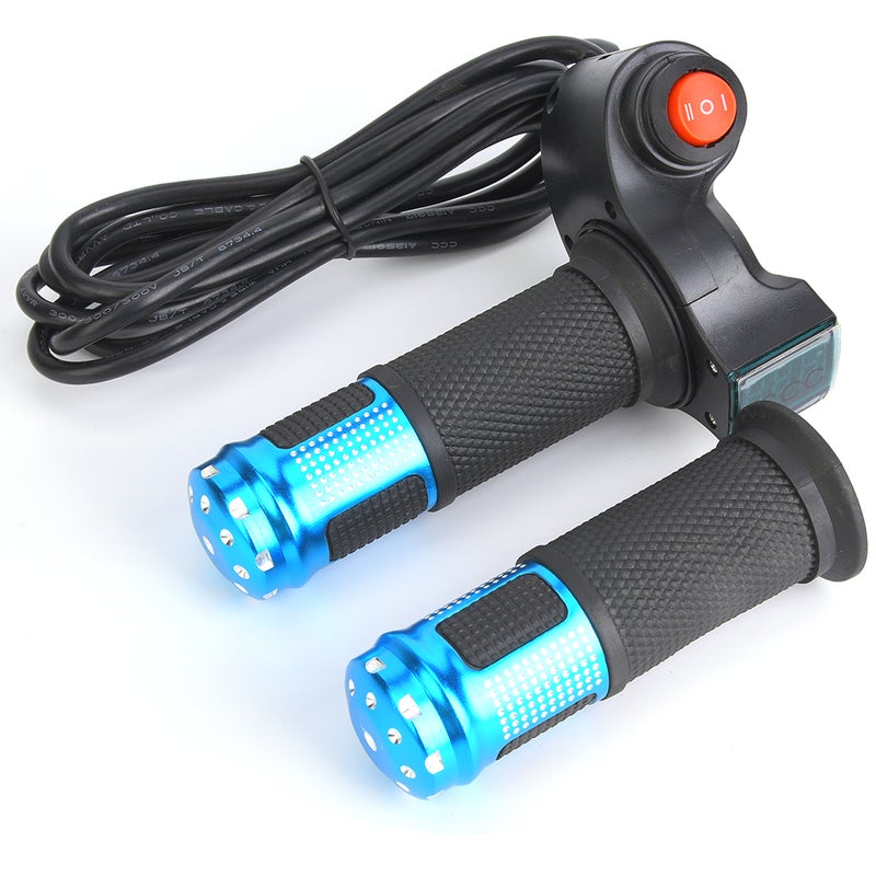 1 Pair E Bike Thumb Throttle LCD Display Digital Battery Voltage Power Switch for Electric Vehicle(blue ) - Image 1