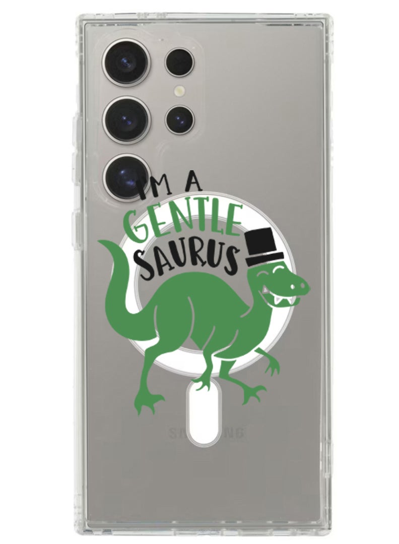 Theodor Magnetic Case for Samsung Galaxy S24 Ultra 6.8-inch Compatible with MagSafe Wireless Charging, Shockproof Phone Bumper Cover I am a gentlesaurus - Image 1