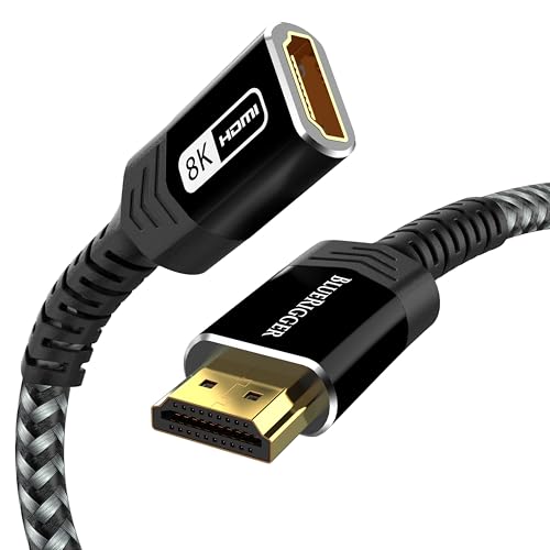 BlueRigger HDMI Extension Cable (3FT, 8K 60Hz HDMI Extender Cord, Male to Female Adapter, High Speed 48Gbps) - Compatible with Xbox, Roku, PS5/PS4, Nintendo Switch, Laptop, Google Chromecast, Wii U - Image 1