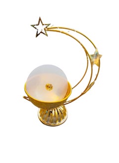 Vitacelli Ramadan Decoration Lantern Indoor,Warm White Ramadan Lights for Indoor Desk,Metal Gold Plated Decorative Ramadan Lantern with Moon Light Pattern (Crescent Moon)  - Image 3