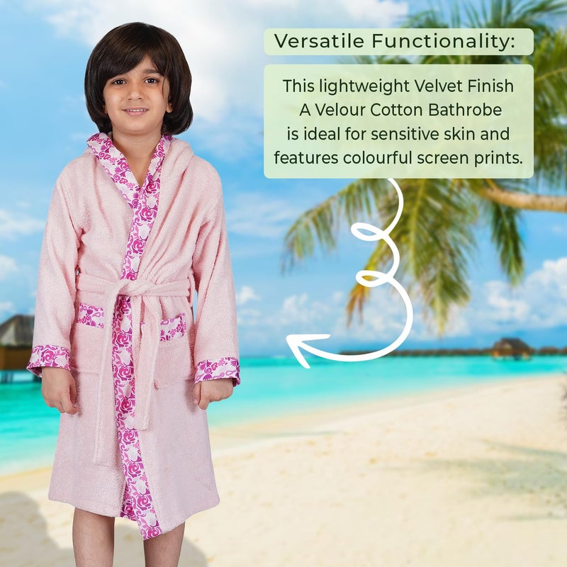 Rangoli Premium 100% Bamboo Kids Bathrobe - Pink, Hooded, 500 GSM - Image 5