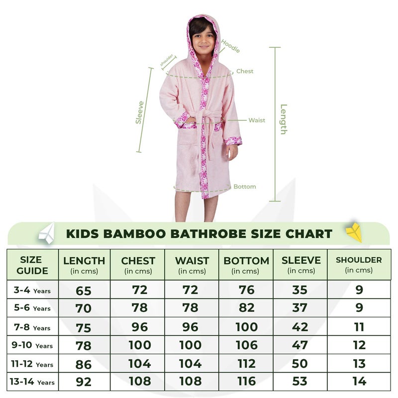 Rangoli Premium 100% Bamboo Kids Bathrobe - Pink, Hooded, 500 GSM - Image 4
