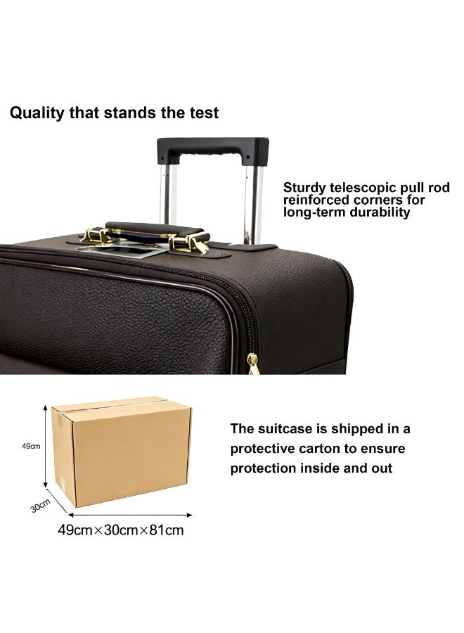 Prosperity 【Luxury Faux Leather】Executive Travel Collection Luggage | TSA Lock | 360° Spinner Wheels | Gold Hardware | 20"/24"/28" - Image 4