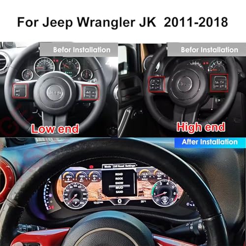 ASVEGE 12.3 inch Digital Dash Instrument Cluster for 2011 2012 2013 2014 2015 2016 2017 Jeep Wrangler JK Car Odometer Virtual Cockpit Dashboard SpeedMeter Plug&Play,Non-Destructive Install,OTA Upgrade - Image 2