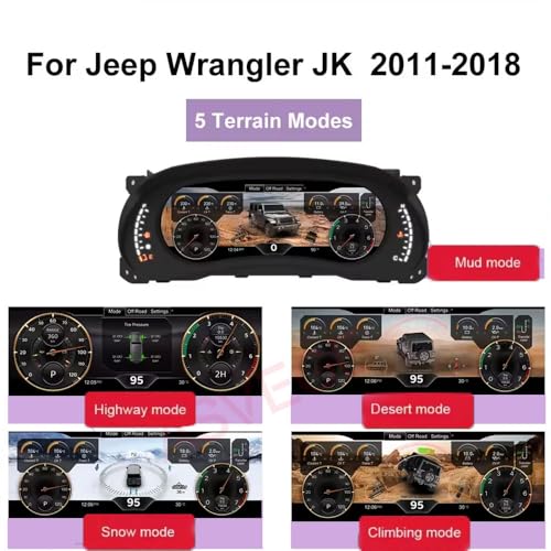 ASVEGE 12.3 inch Digital Dash Instrument Cluster for 2011 2012 2013 2014 2015 2016 2017 Jeep Wrangler JK Car Odometer Virtual Cockpit Dashboard SpeedMeter Plug&Play,Non-Destructive Install,OTA Upgrade - Image 5