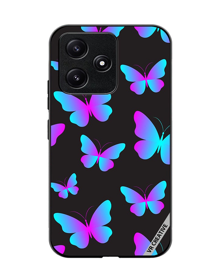 VR CREATIVE Protective Case Cover For Xiaomi Poco M6 Pro 5G Neon Butterflies Seamless Pattern Design Multicolour - Image 1