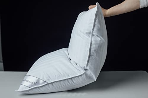 Eastwarmth Goose Down Feather Soft Pillows One Pillow 100% Cotton Supportive Bed Pillow Stripe White Color King Size 20x36 inch - Image 5
