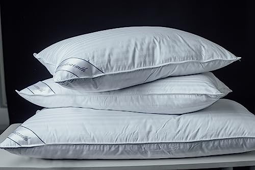 Eastwarmth Goose Down Feather Soft Pillows One Pillow 100% Cotton Supportive Bed Pillow Stripe White Color King Size 20x36 inch - Image 2