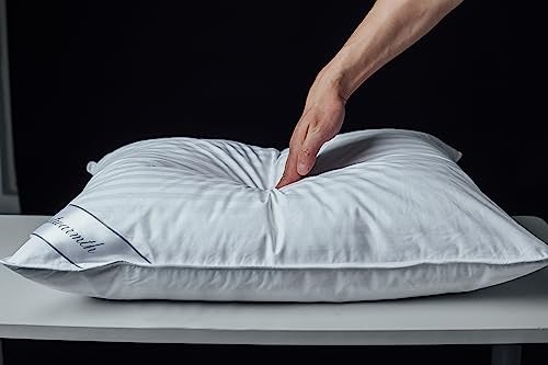 Eastwarmth Goose Down Feather Soft Pillows One Pillow 100% Cotton Supportive Bed Pillow Stripe White Color King Size 20x36 inch - Image 4