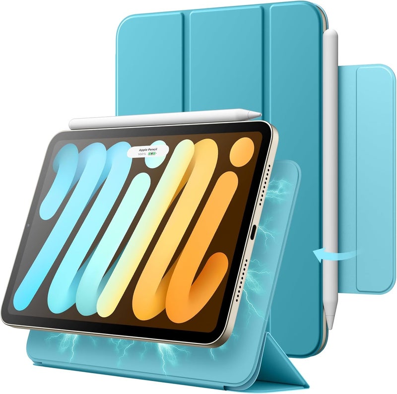 Jetech Magnetic Case For Ipad Mini (A17 Pro, 2024 Model, 7Th Generation) / Mini 6 (2021 Model, 6Th Generation), Magnetic Attachment, Slim Smart Tablet Cover With Auto Wake/Sleep (Blue) - Image 1