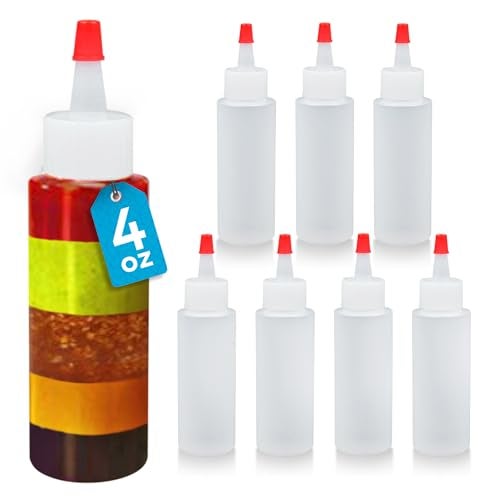 IMPRESA Plastic Squeeze Bottles 4 Oz Pack of 8 Clear Mini Squeeze Bottles for Sauces Condiments Dressings Camping Travel Cookie Decorating Supplies Pancake Art Kit - Image 1