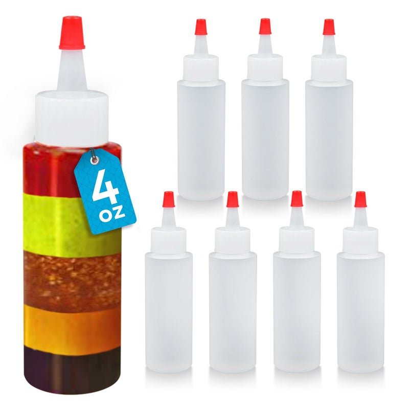 IMPRESA Plastic Squeeze Bottles 4 Oz Pack of 8 Clear Mini Squeeze Bottles for Sauces Condiments Dressings Camping Travel Cookie Decorating Supplies Pancake Art Kit - Image 2
