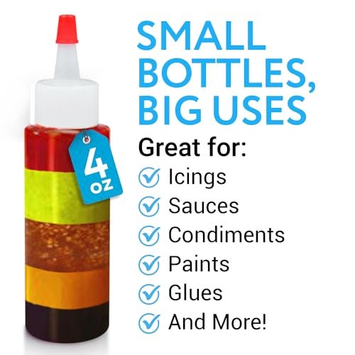 IMPRESA Plastic Squeeze Bottles 4 Oz Pack of 8 Clear Mini Squeeze Bottles for Sauces Condiments Dressings Camping Travel Cookie Decorating Supplies Pancake Art Kit - Image 3