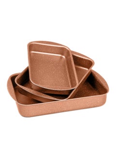 LAZORD Rectangle Granite Plus Oven Casserole - 3 Pcs - Size 25, 30, 35 - Copper  - Image 2
