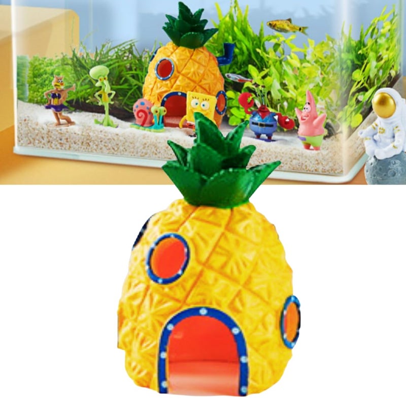 VAYINATO ® Colourful Pineapple House Fish Hiding Cave Resin Ornaments Aquarium Fish Tank Decoration Toys by Petzlifeworld - Image 1