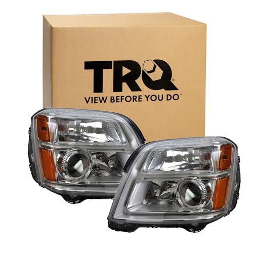 TRQ Driver & Passenger Side Headlight Assembly Set Headlights Driver & Passenger Side Compatible with 2010-2015 GMC Terrain GM2502350 GM2503350 - Image 1